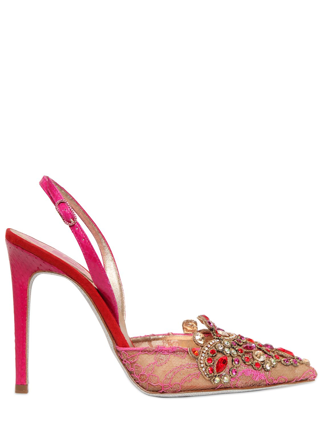Lyst - Rene Caovilla 105mm Mesh Swarovski Ayers Sandals in Pink