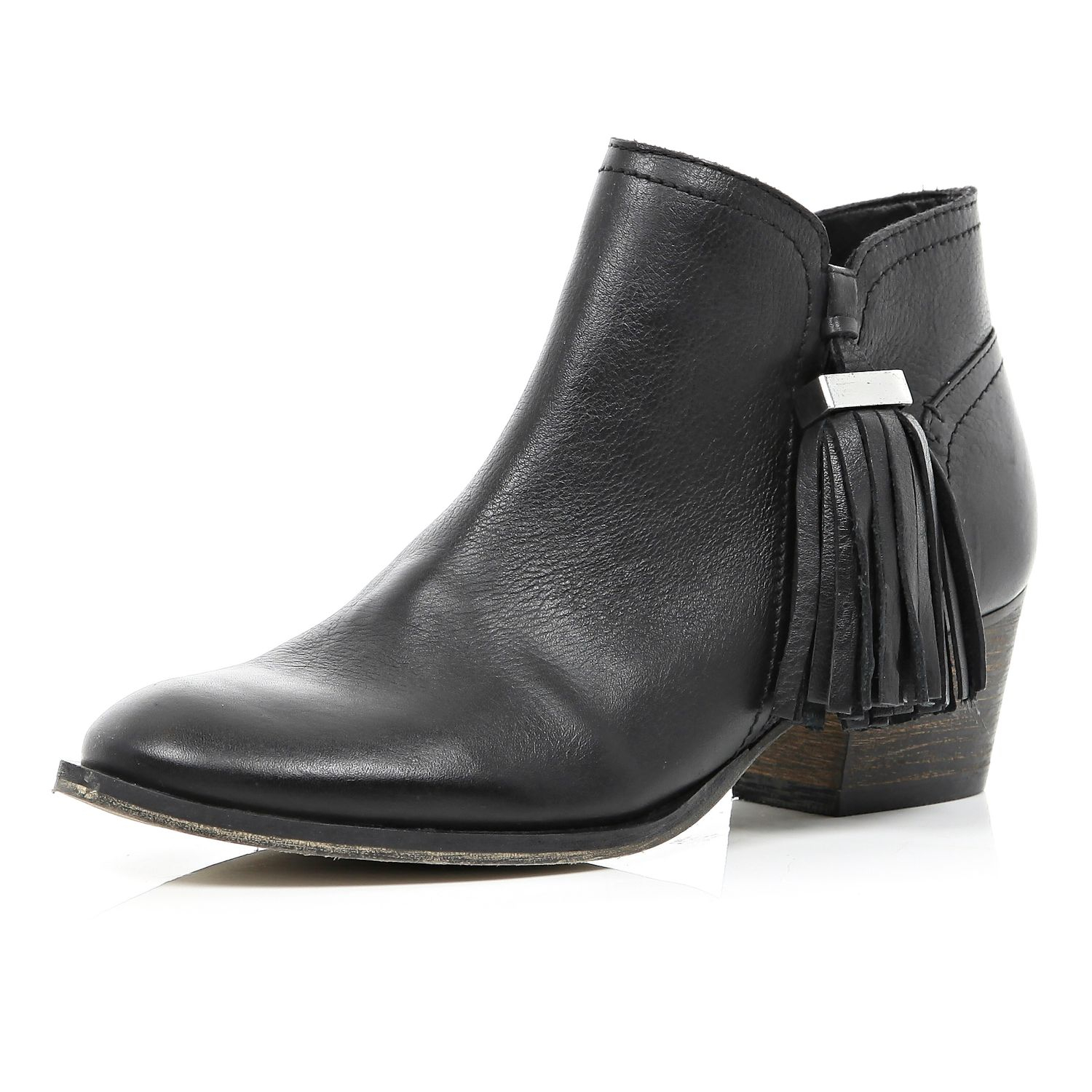 black ankle boots tassel