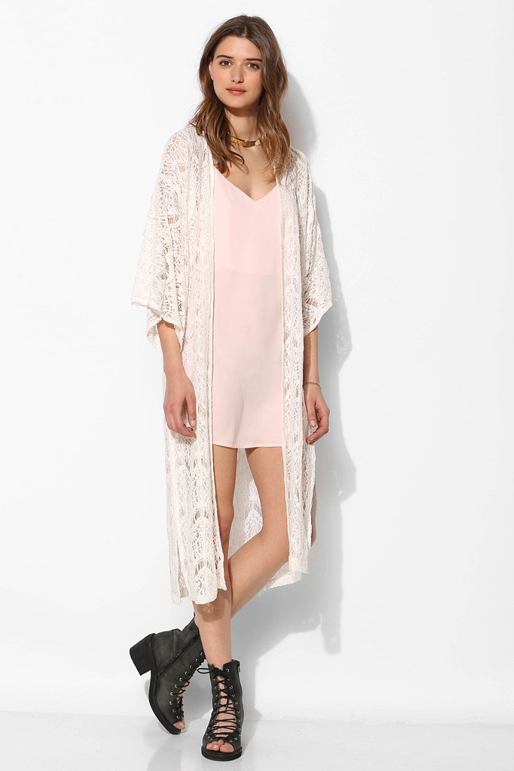 Lyst - Minkpink Dance with Me Lace Kimono Jacket in White