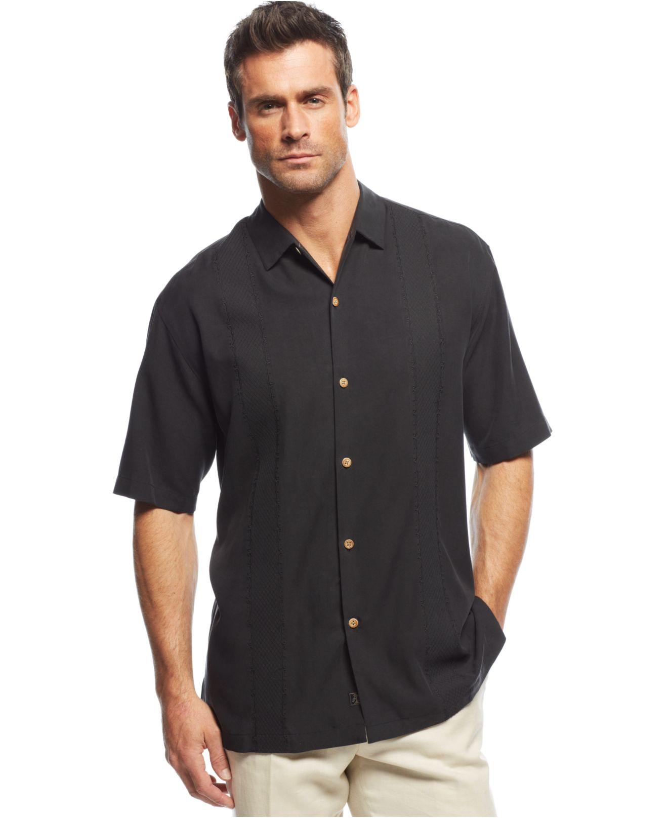 Tommy bahama Tropical O'Aces Shirt in Black for Men | Lyst