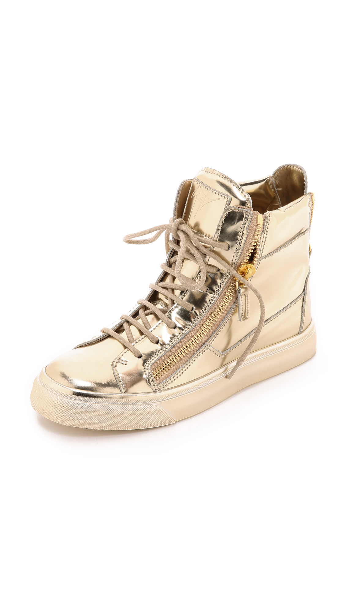 Giuseppe Zanotti Leather Sneakers in Metallic - Lyst