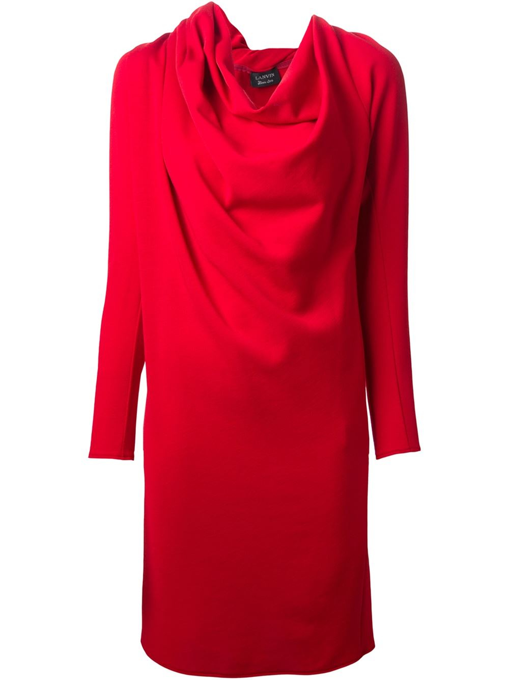 Lanvin Cowl Neck Dress in Red | Lyst