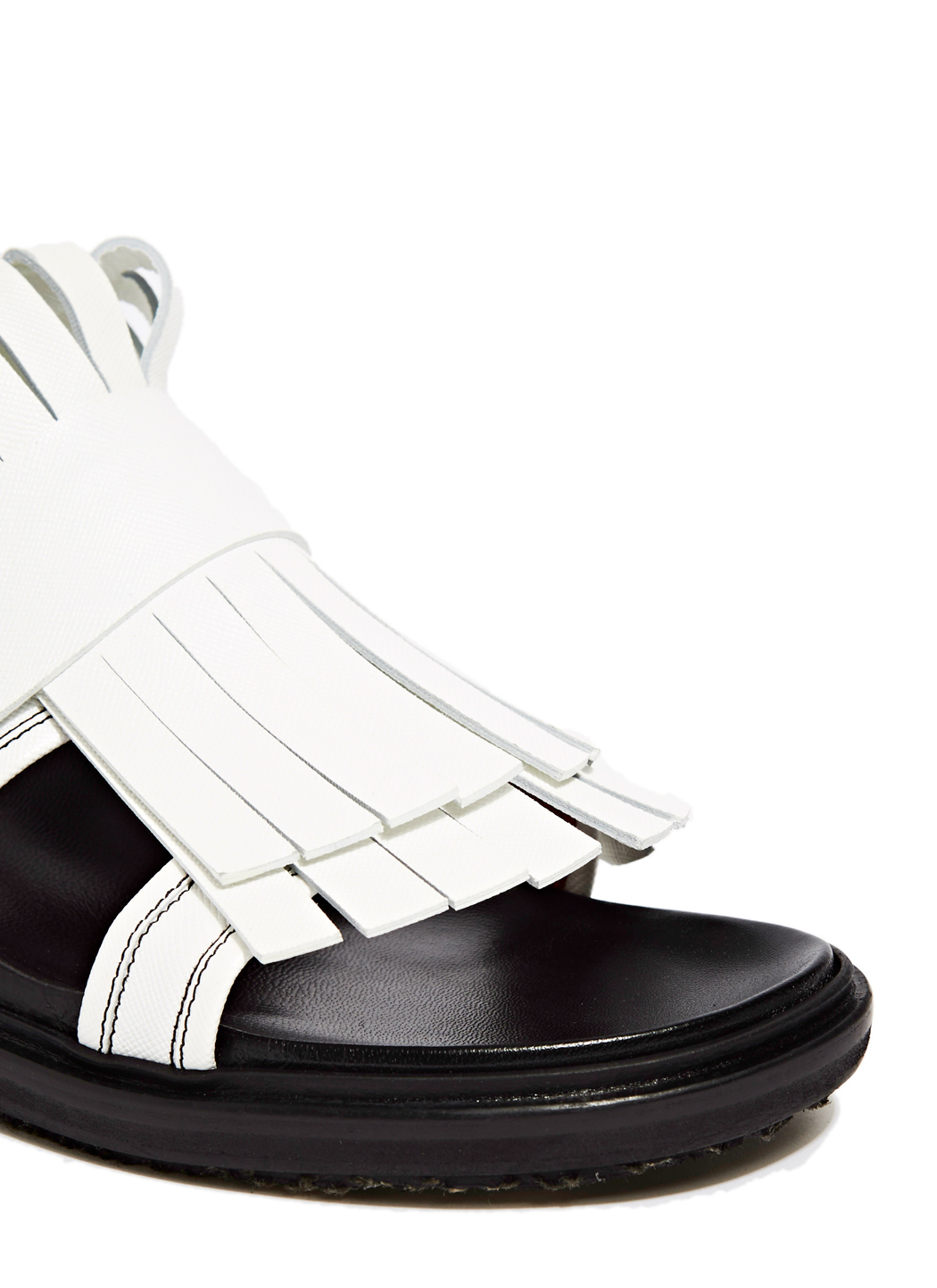 Lyst Marni Leather Fringe Sandals in White