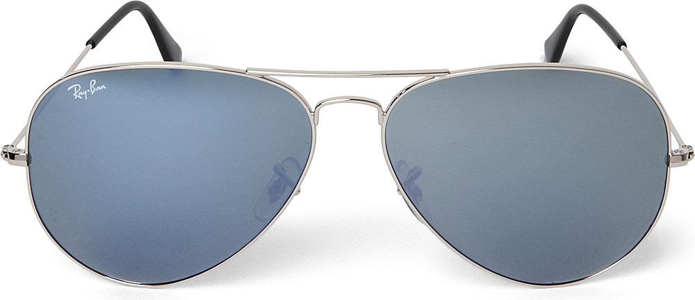 Ray Ban Original Aviator Metal Frame Sunglasses With Blue Lenses Rb3027 