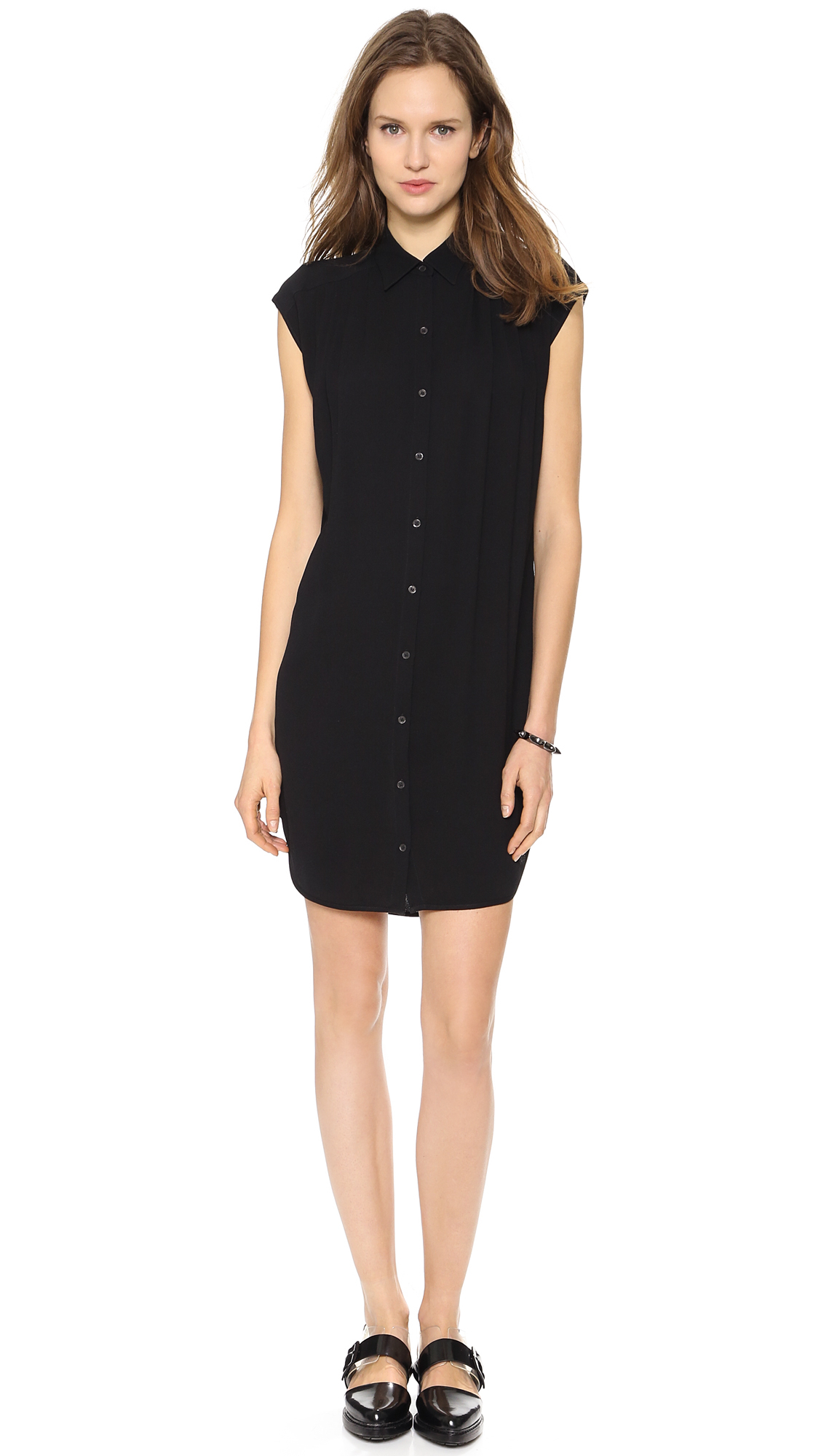 Helmut Lang Button Down Shirt Dress in Black | Lyst