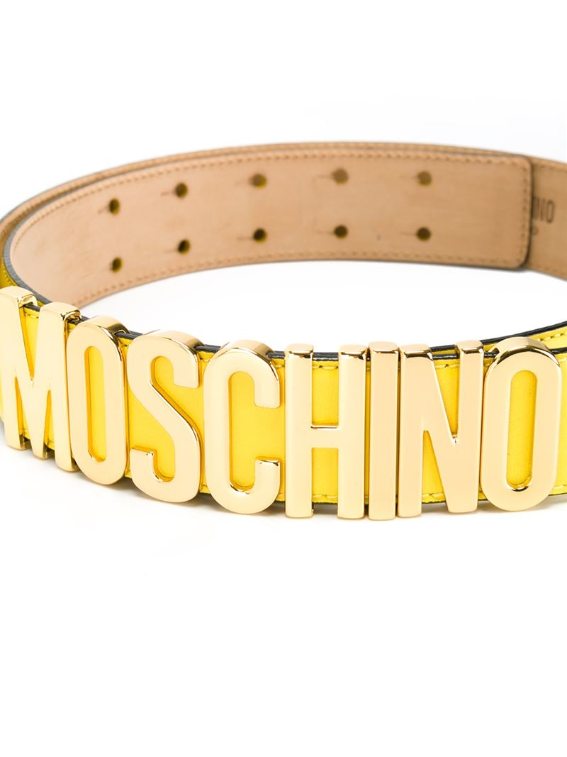 Lyst - Moschino Logo Plaque Belt in Yellow