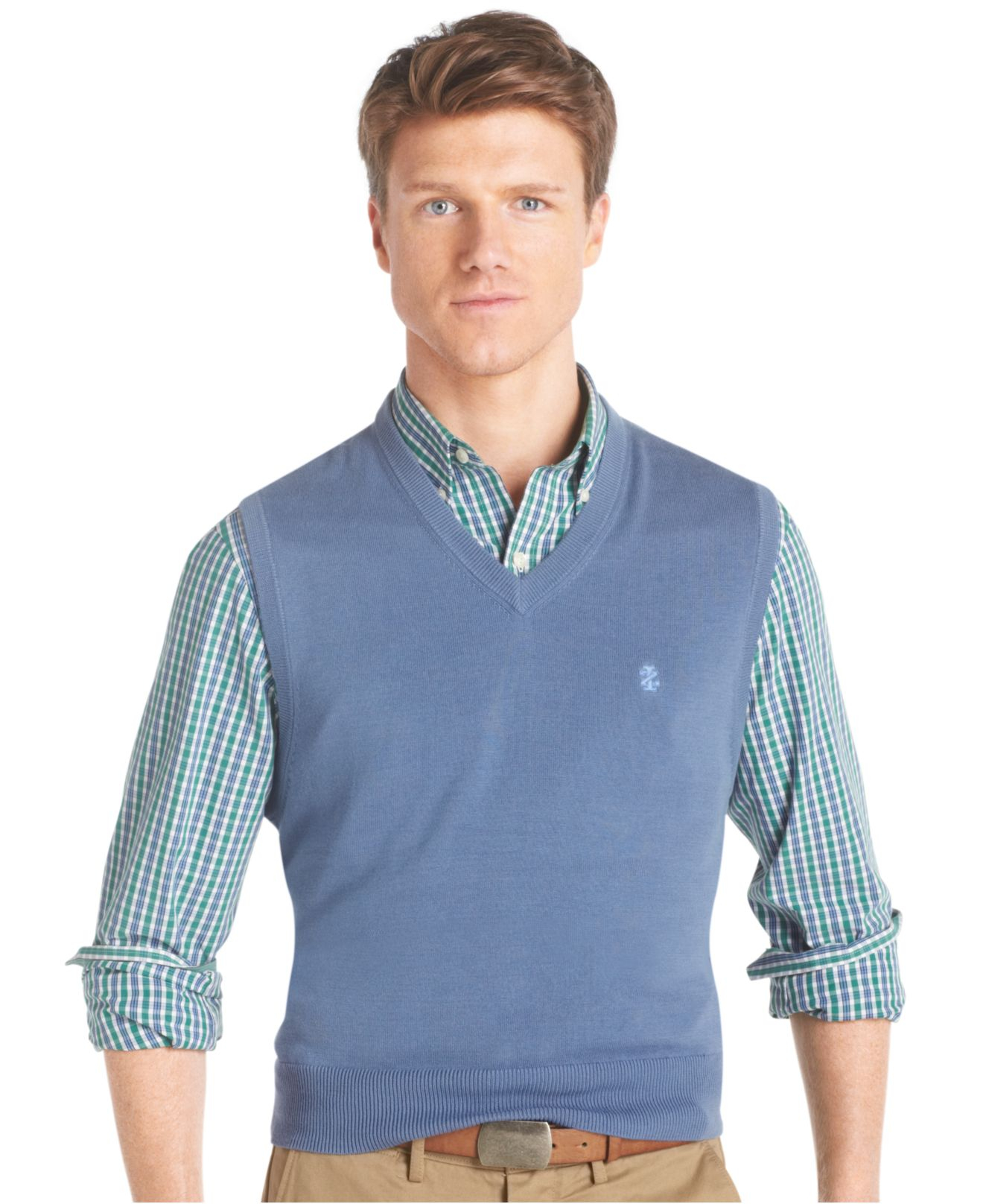 Izod Essential Lightweight V-Neck Fine Gauge Sweater Vest in Blue for ...