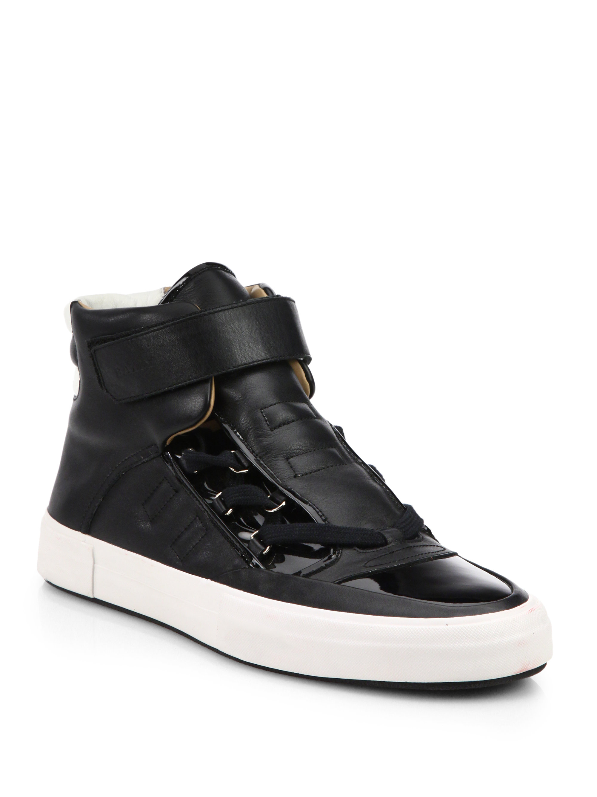 Lyst - Bally Mixed Media High-top Sneakers in Black