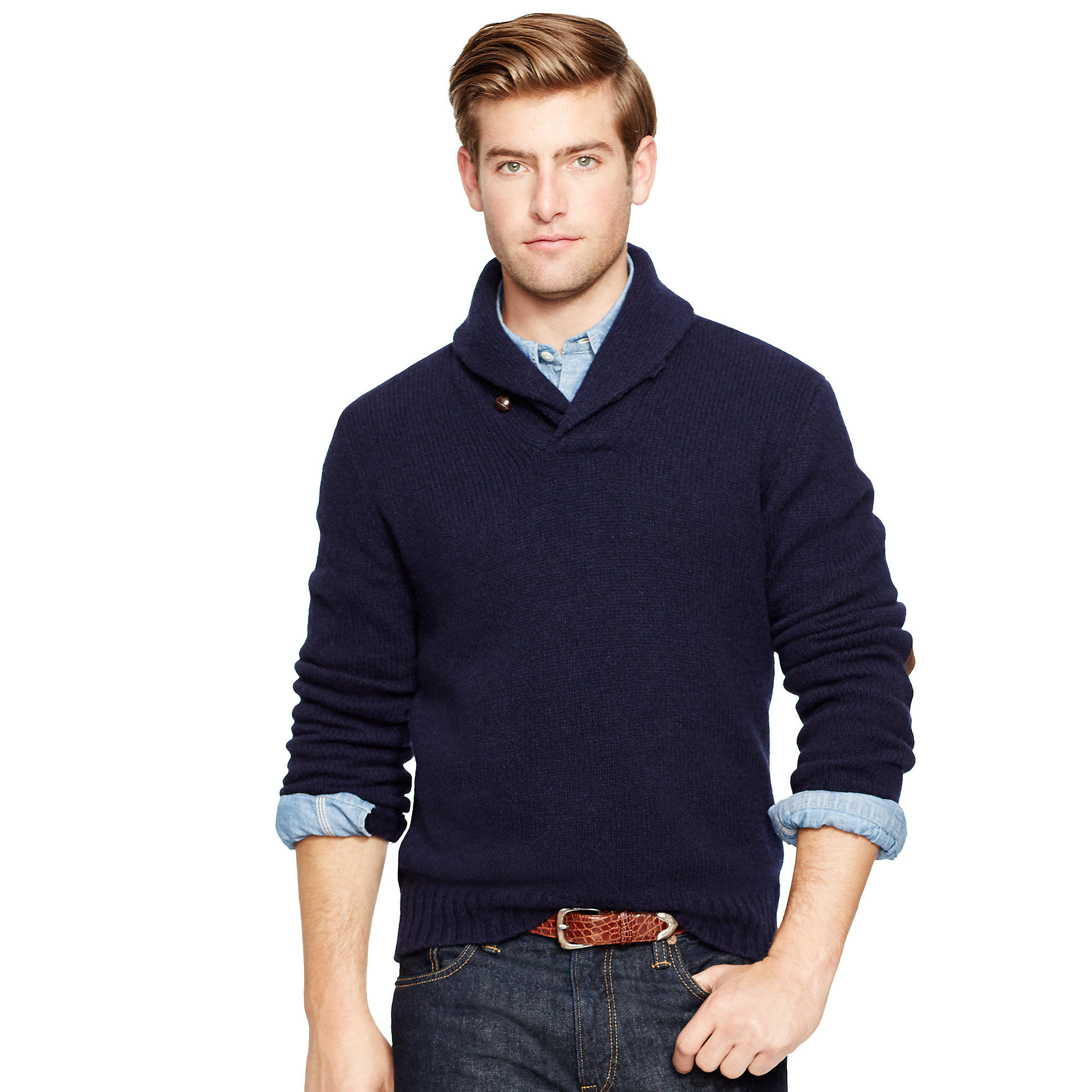 polo shawl sweater