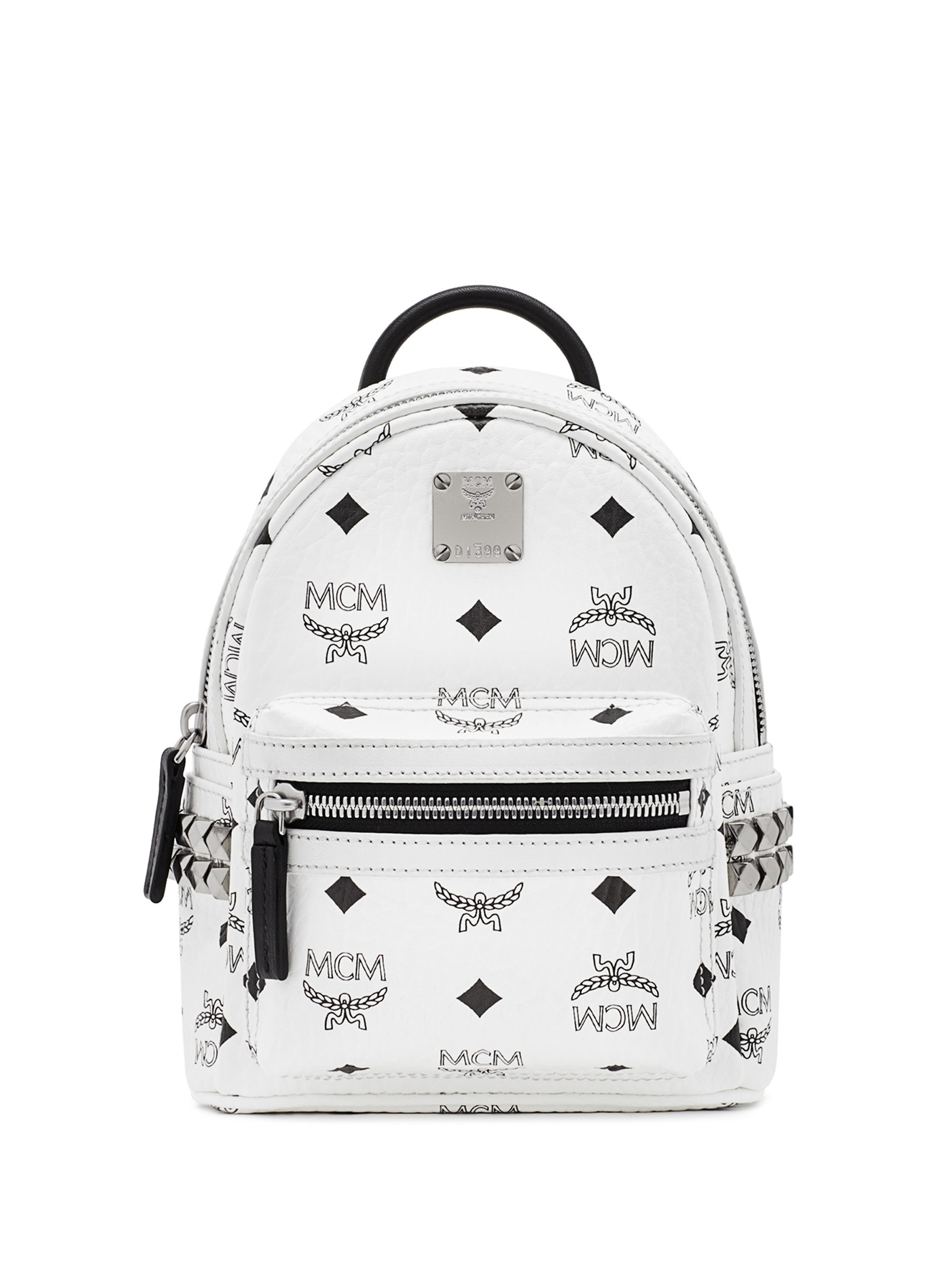Mcm Bebe Boo X Mini Studded Coated Canvas Backpack in White Lyst