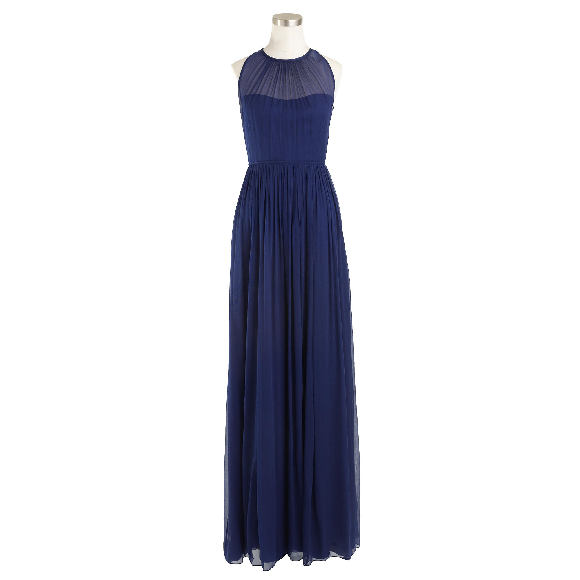 J.crew Megan Long Dress In Silk Chiffon in Blue | Lyst