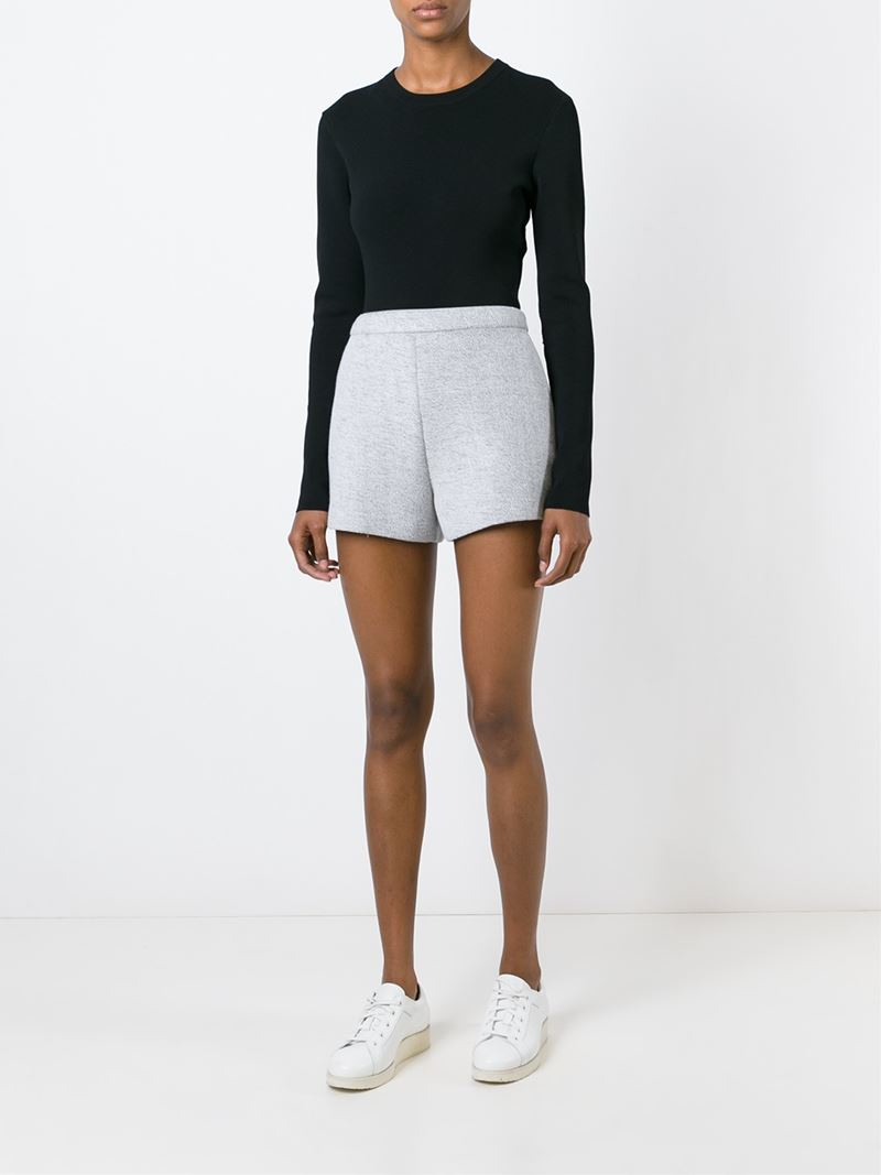 lyst t by wang side zip shorts in gray lyst t by wang side zip shorts in gray