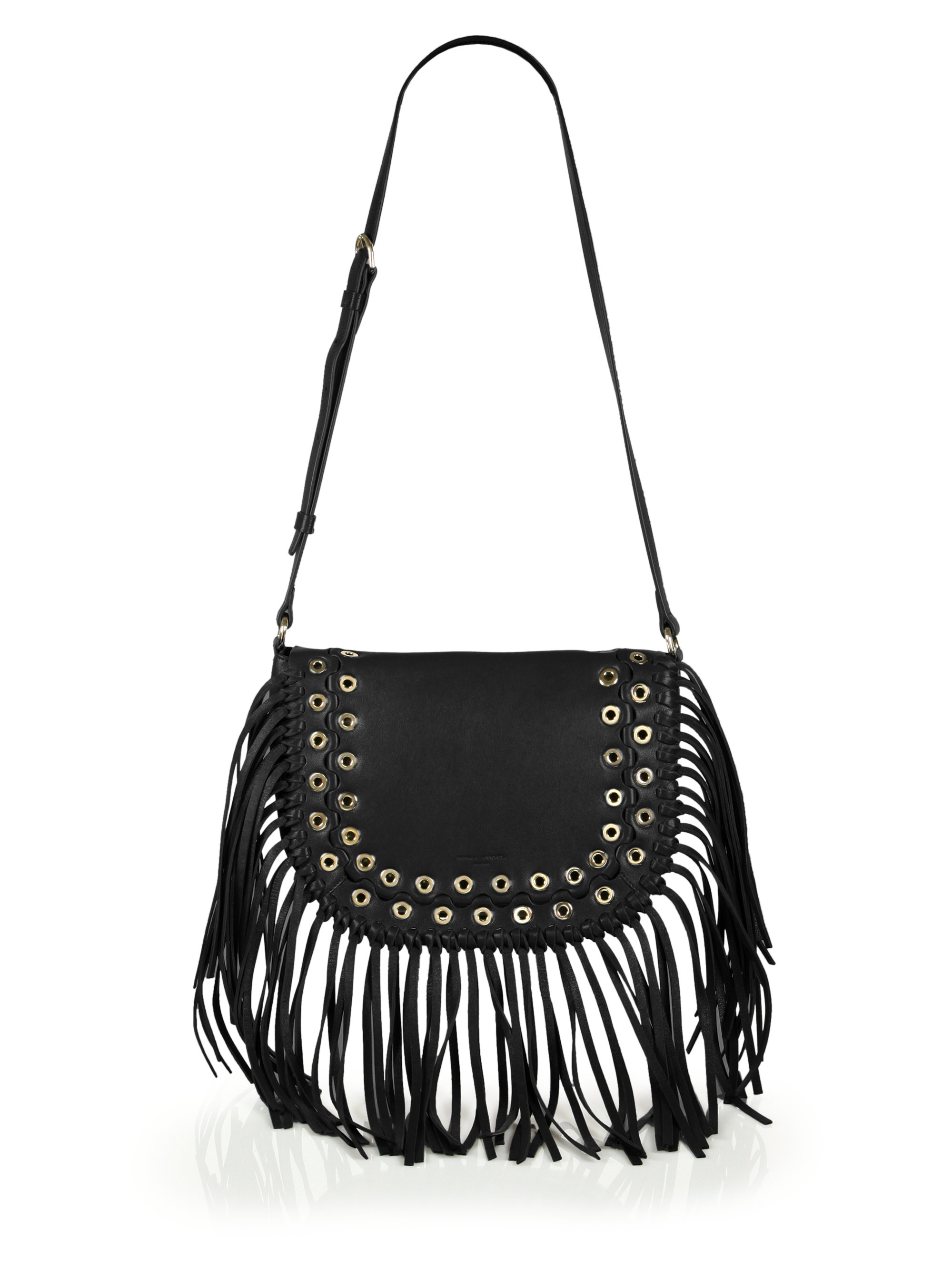 Lyst - Sonia rykiel Fringed Grommet Crossbody Bag in Black