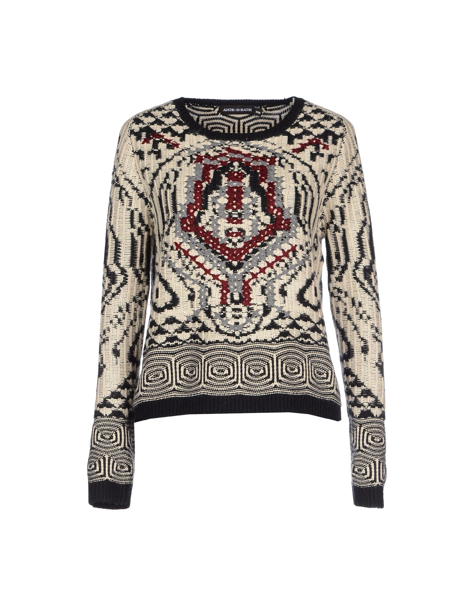 Lyst - Antik Batik Wool Blend Intarsia Knit Pullover in Black