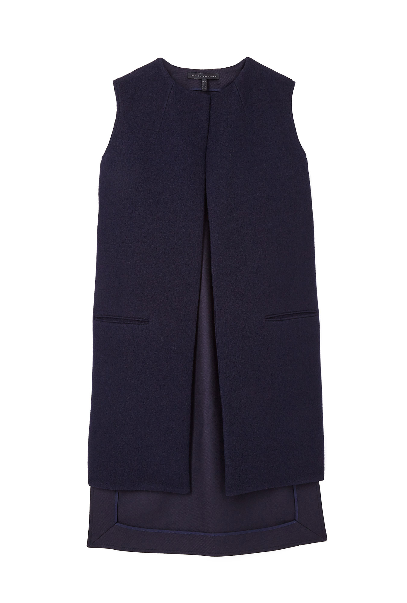 Victoria Beckham Sleeveless Boiled Wool Coat in Blue (denim) | Lyst