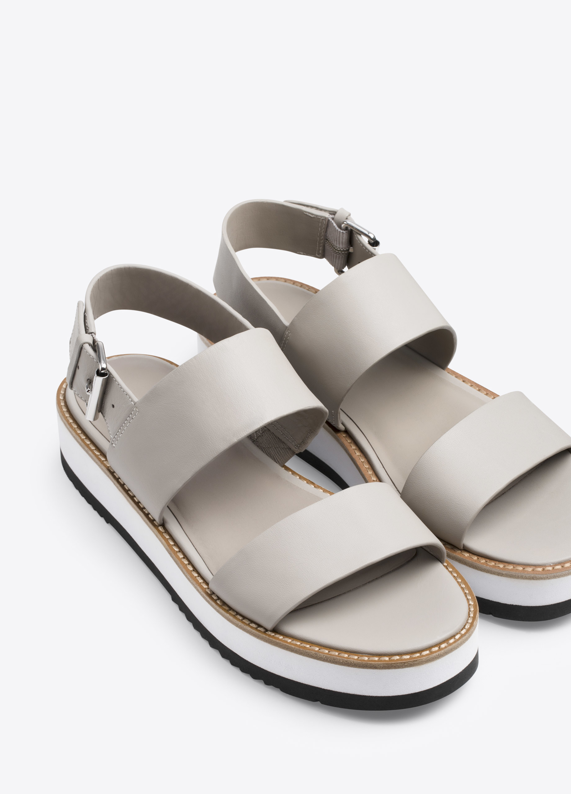 Lyst - Vince Mana Leather Flatform Sandals in Gray