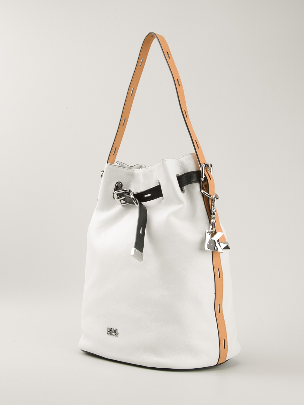 Lyst - Karl Lagerfeld Classic Bucket Bag in White