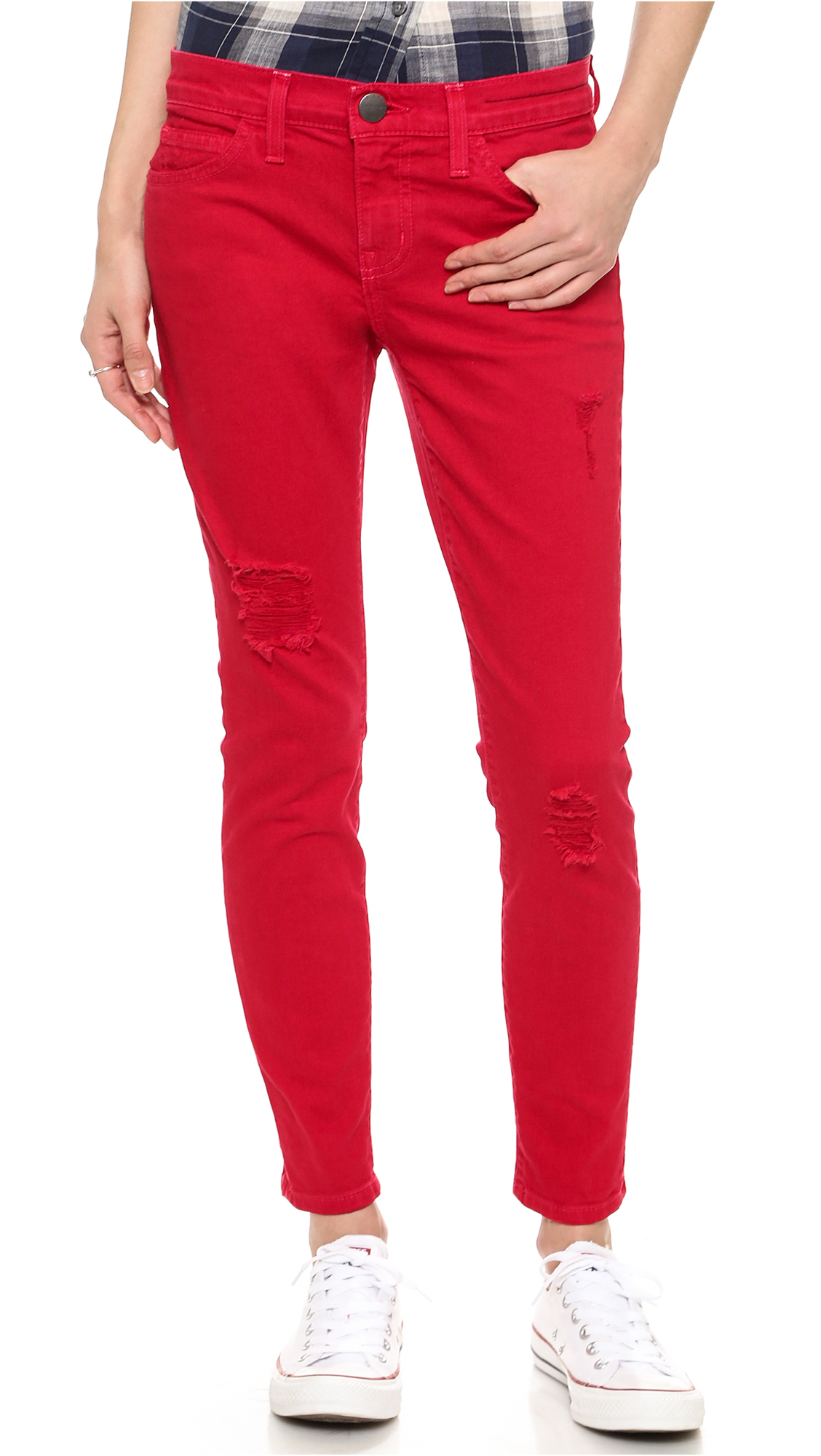 Lyst - Current/Elliott The Stiletto Jeans Victory Red in Red