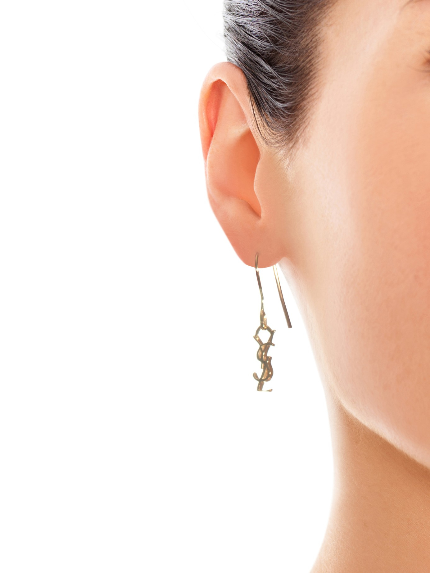 Lyst Saint Lau Gold Plated Monogram Earrings In Metallic Gallery