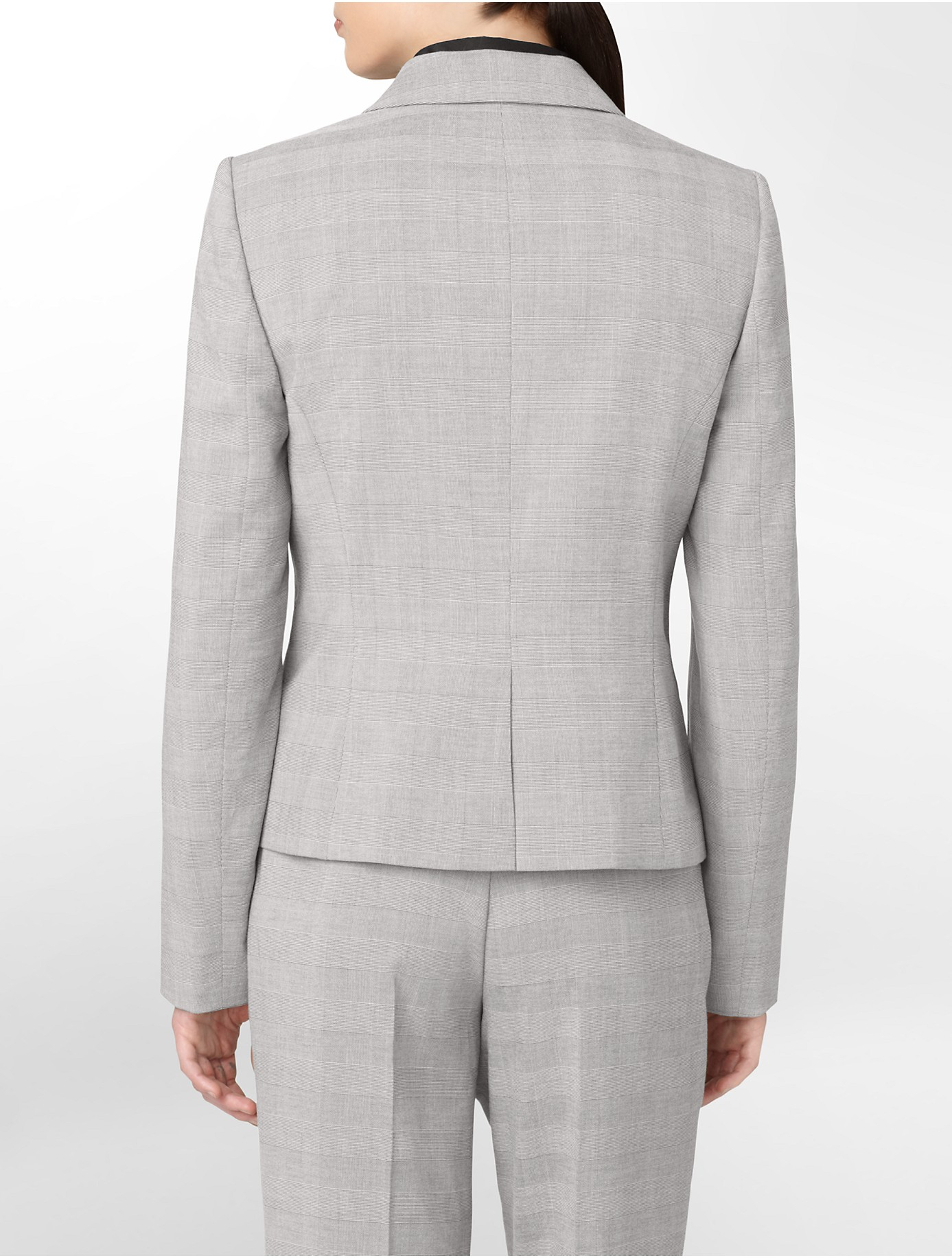 Calvin klein Grey Mini Plaid Suit Jacket in Gray | Lyst