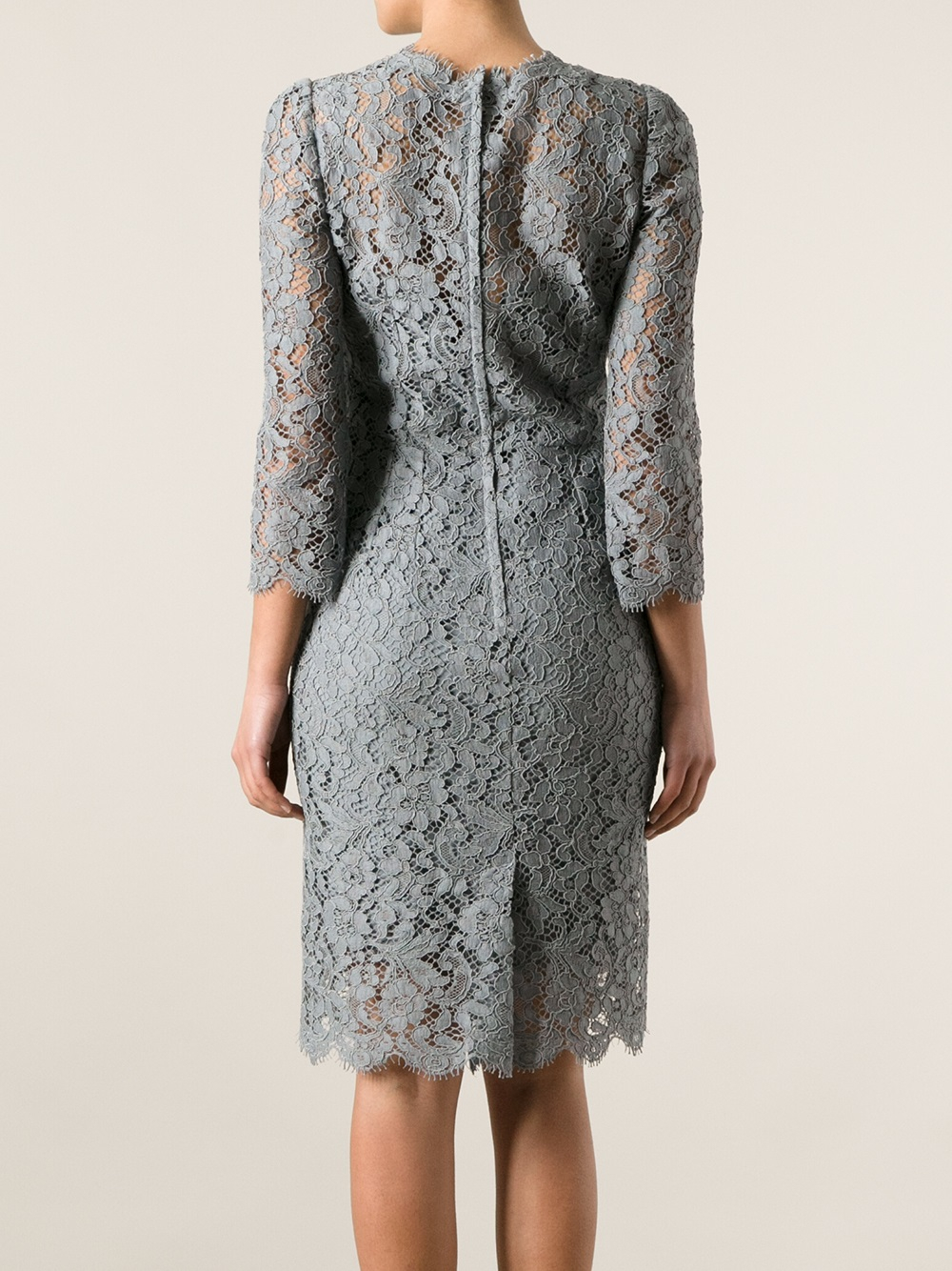 Lyst Dolce & Gabbana Floral Lace Dress in Gray