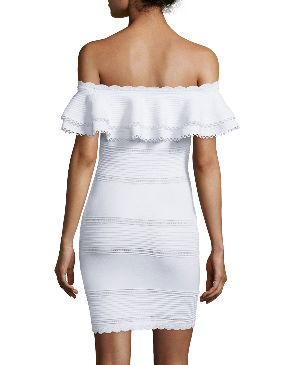 Lyst - Alexander McQueen Off-the-shoulder Ruffle Knit Dress in White