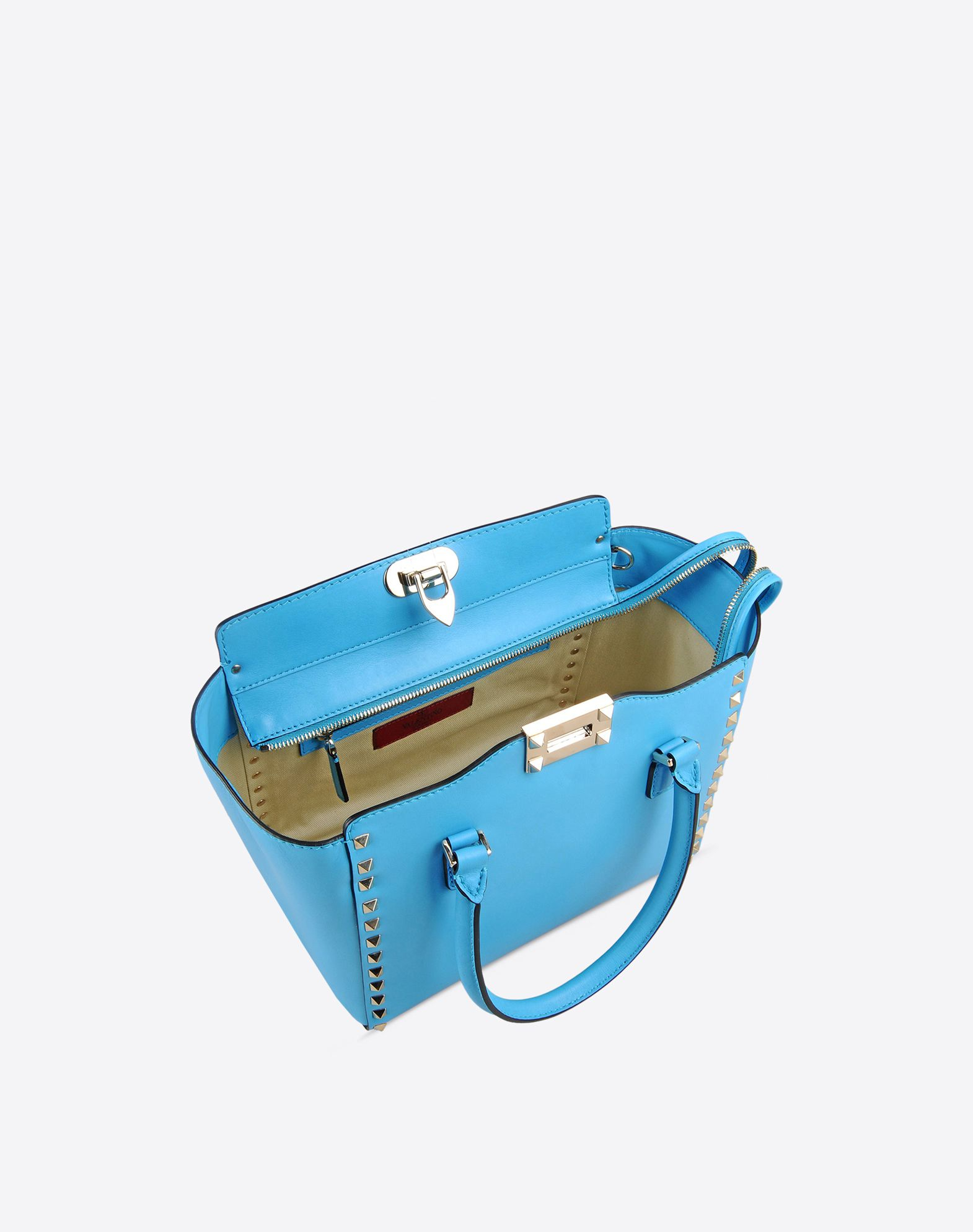 Valentino Rockstud Small Double Handle Bag in Blue (Azure) | Lyst  