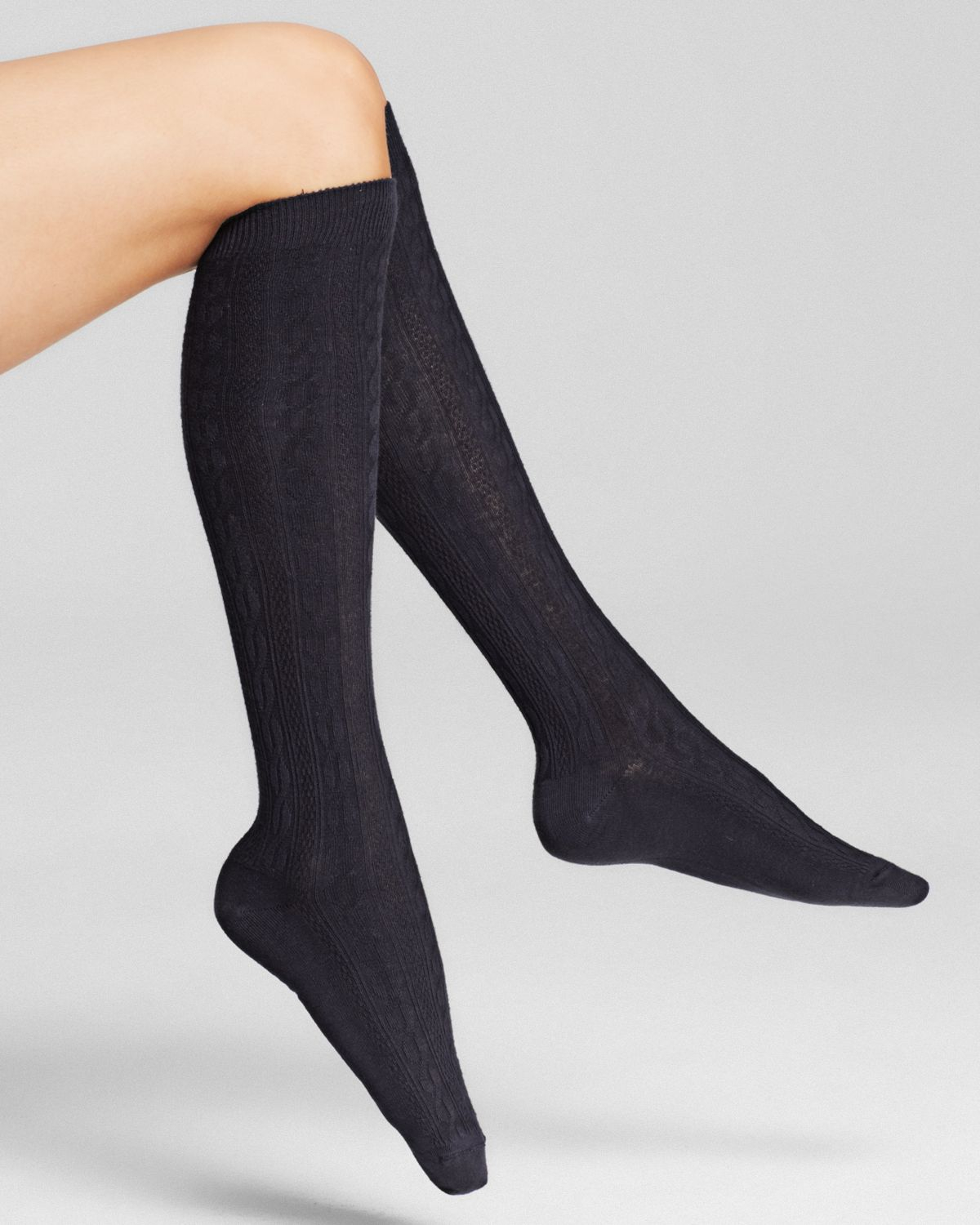 Lyst Hue Cable Knit Knee Socks In Blue 