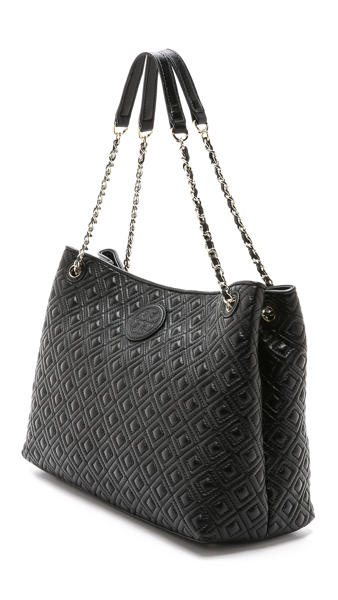 Lyst - Tory Burch Marion Quilted Tote - Black in Black
