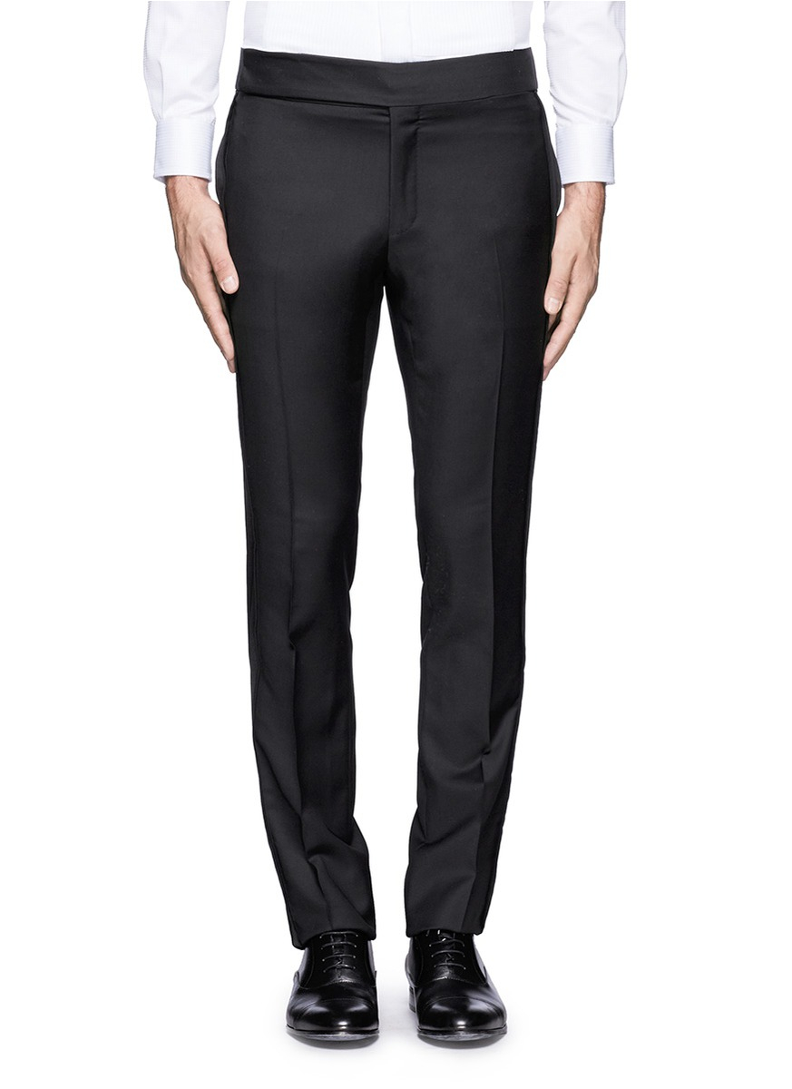 Lanvin Satin Side Stripe Pants in Black for Men | Lyst