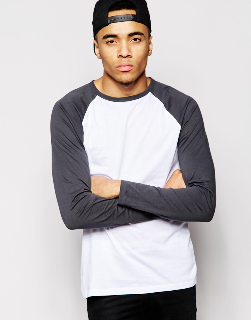 Download Lyst - Asos Long Sleeve T-shirt With Contrast Raglan ...
