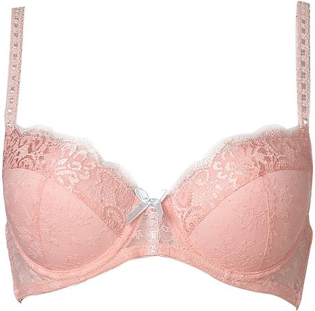 Forever 21 Enhanced Lace and Ribbon Bra in Pink (Light pink/light blue ...