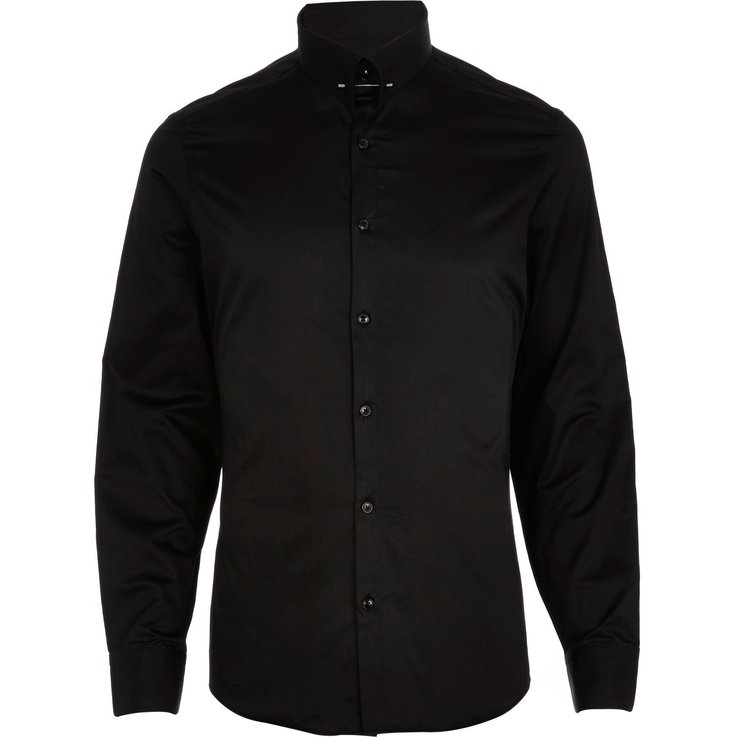 River Island Black Collar Pin Long Sleeve Shirt in Black for Men | Lyst