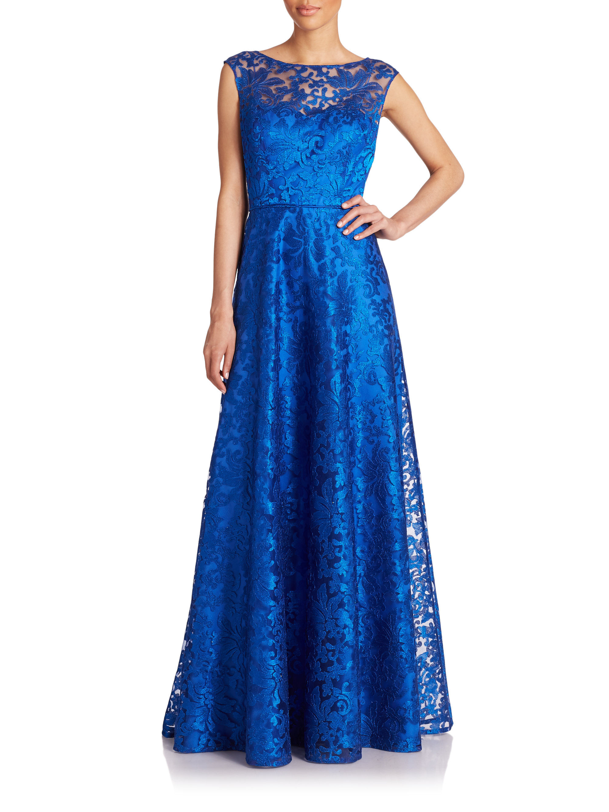 aidan mattox strapless embroidered gown
