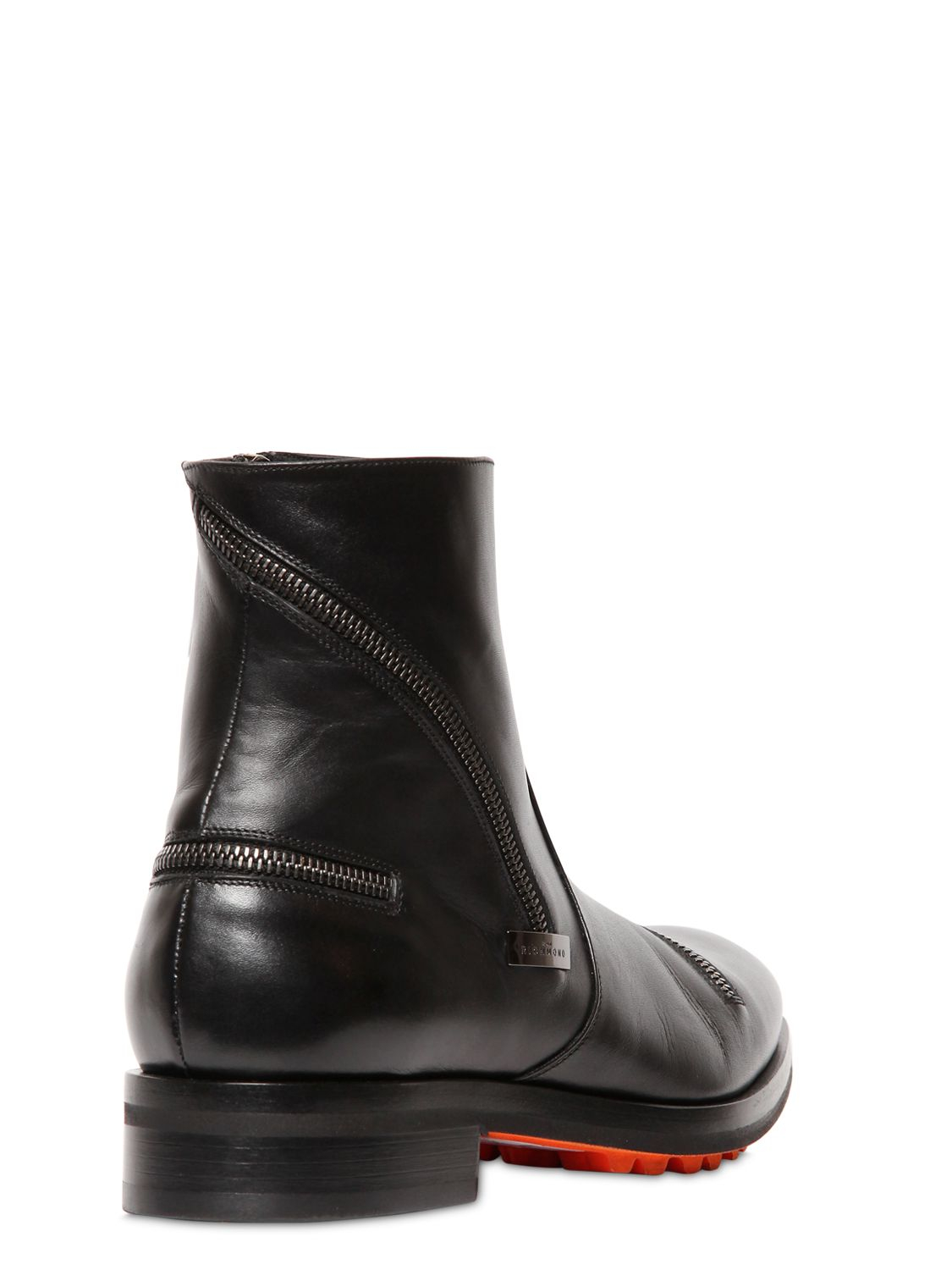 John Richmond Zip-up Smooth Leather Boots in Black - Lyst