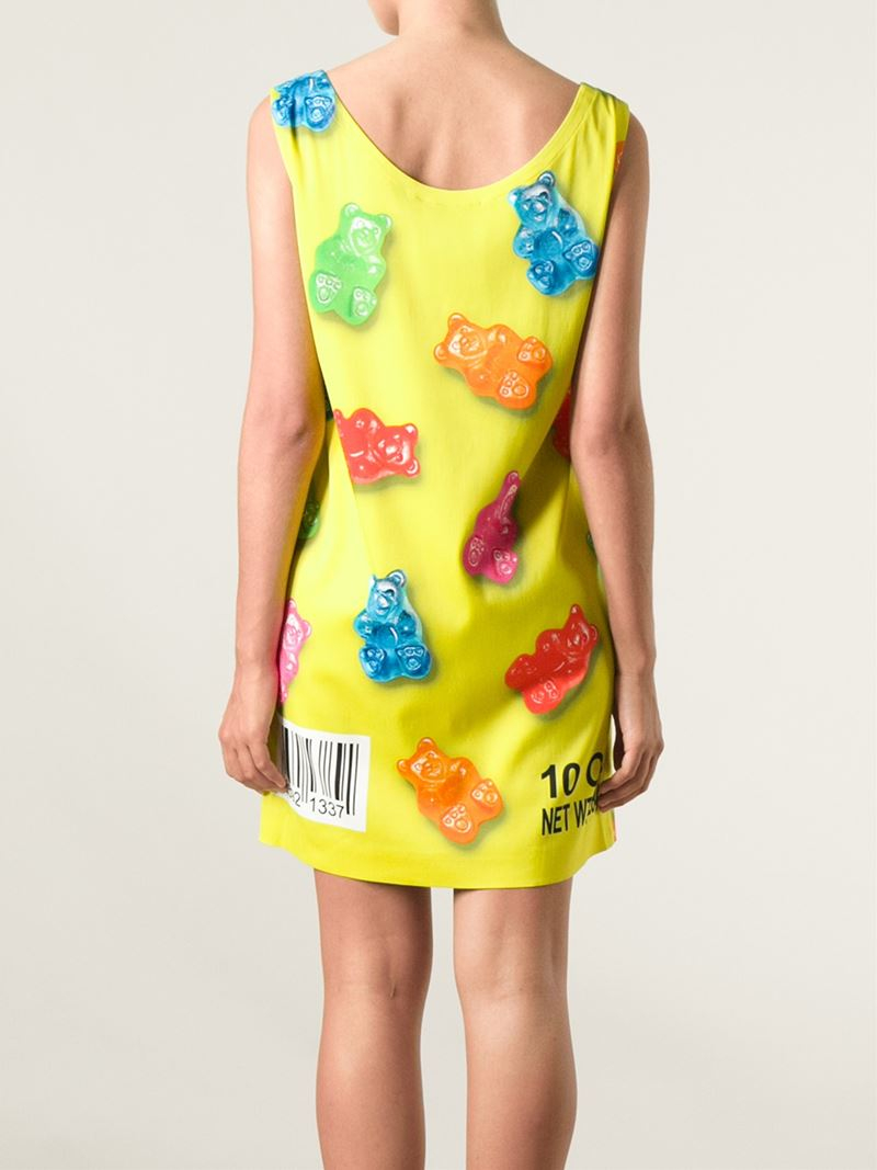 Lyst Moschino Teddy Cans Print Dress In Yellow