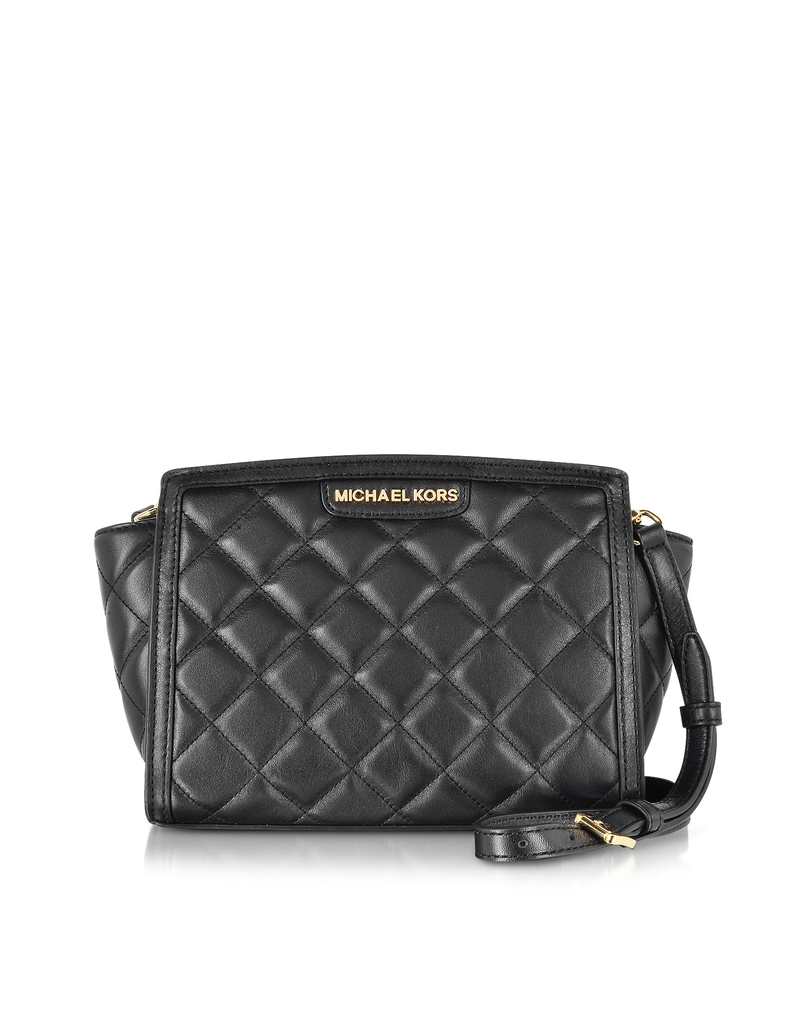 Lyst - Michael Kors Selma Black Medium Quilted Messenger Bag in Black