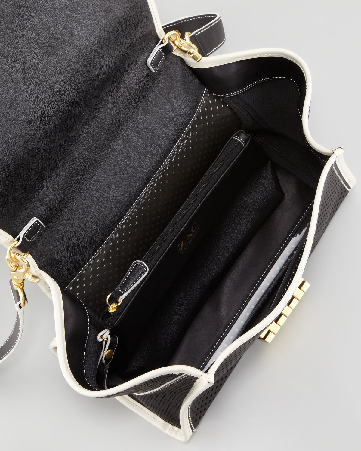 Lyst Zac Zac Posen Eartha Soft Perforated Satchel Bag Black Stylist