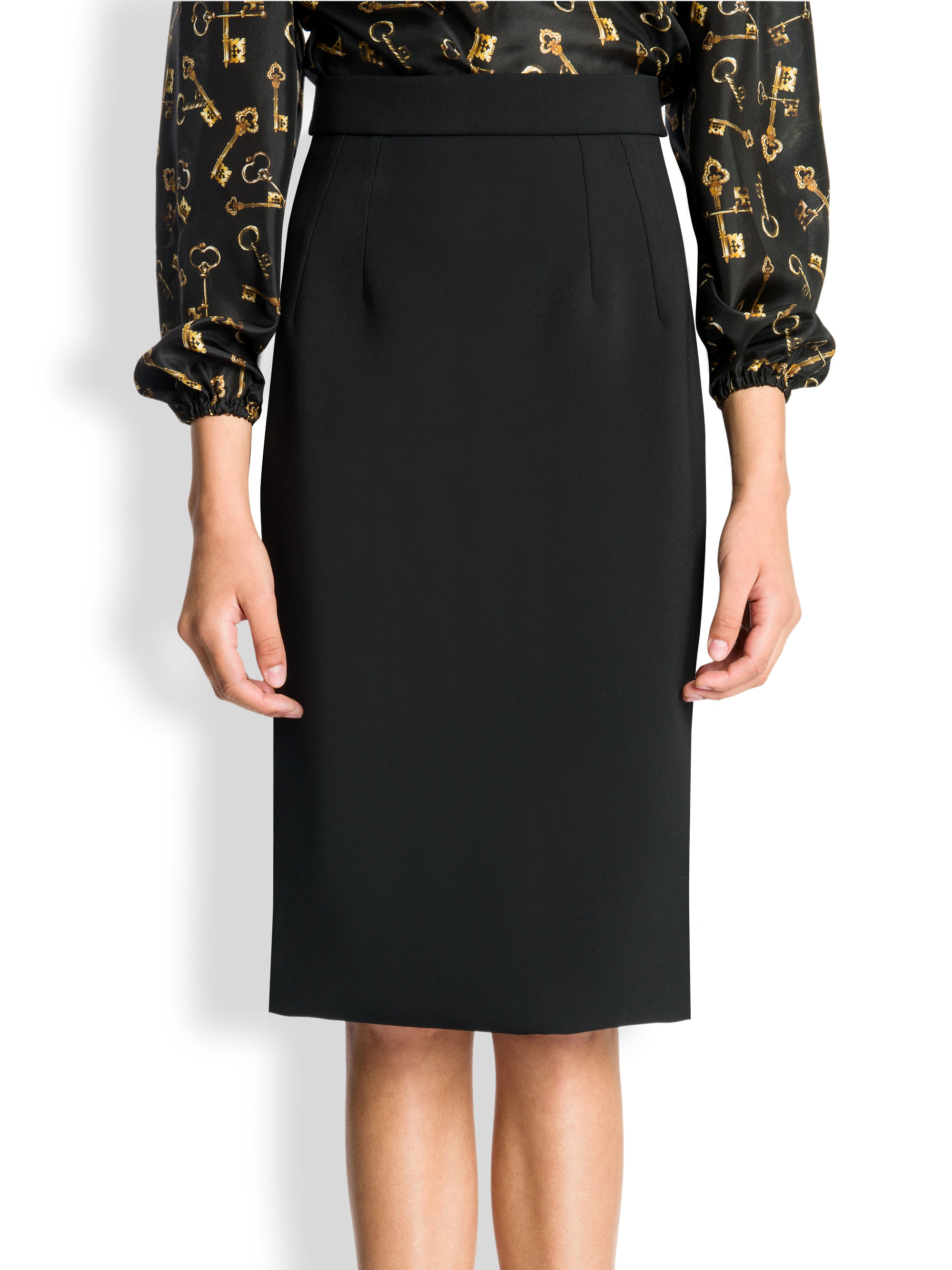 Lyst - Dolce & gabbana Wool Crepe Skirt in Black