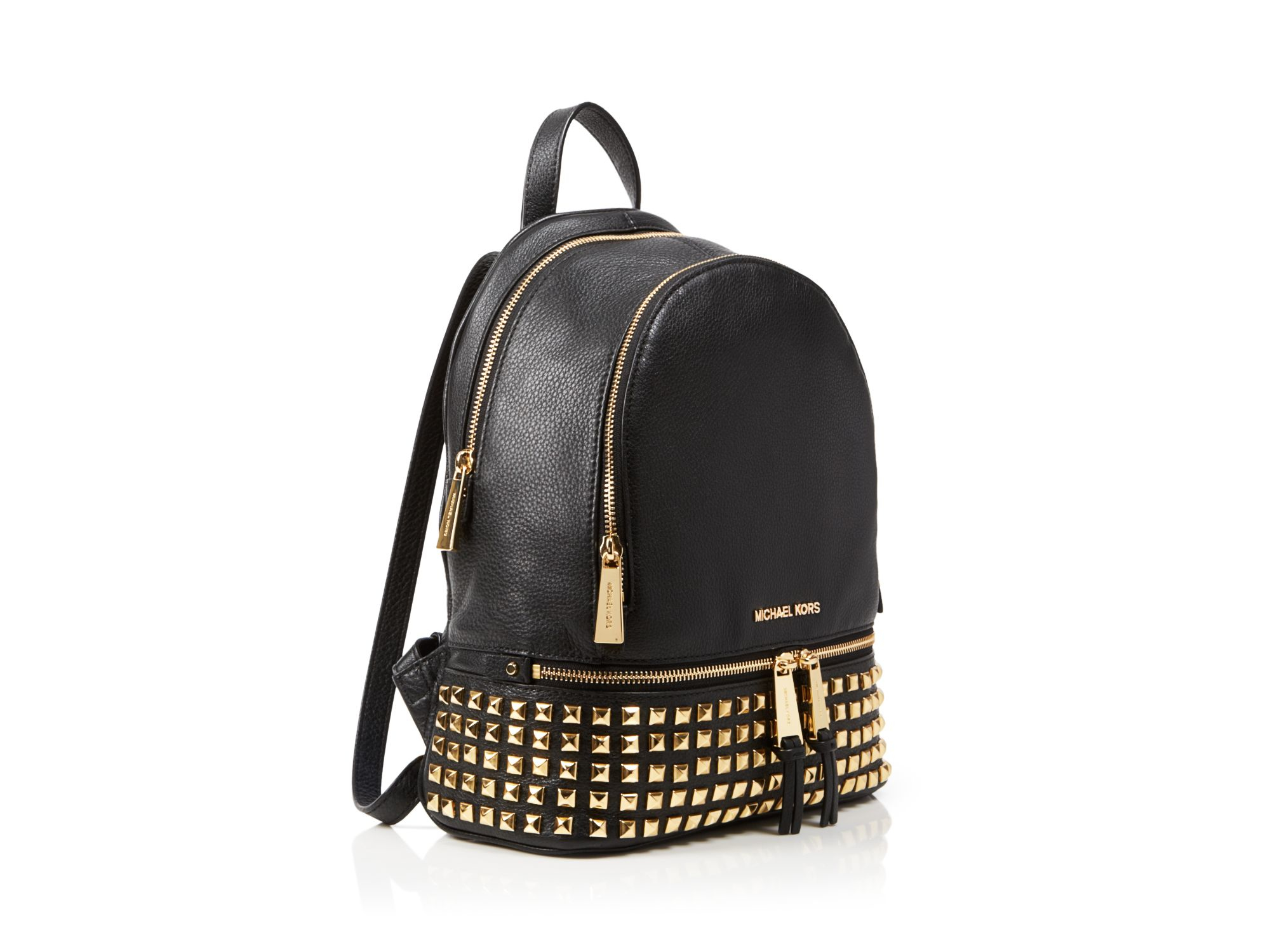 Michael kors black on sale backpack with gold studs