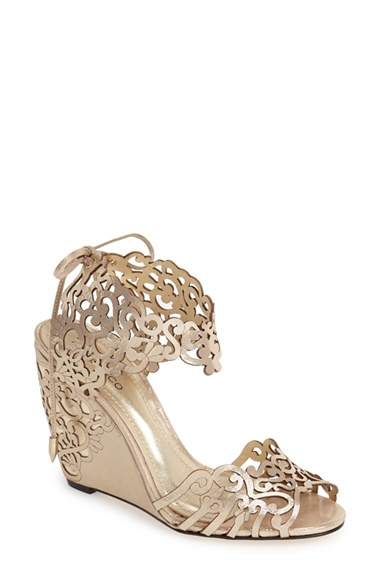 klub nico moxie laser cutout wedge sandal in gold klub nico moxie laser cutout wedge sandal in gold