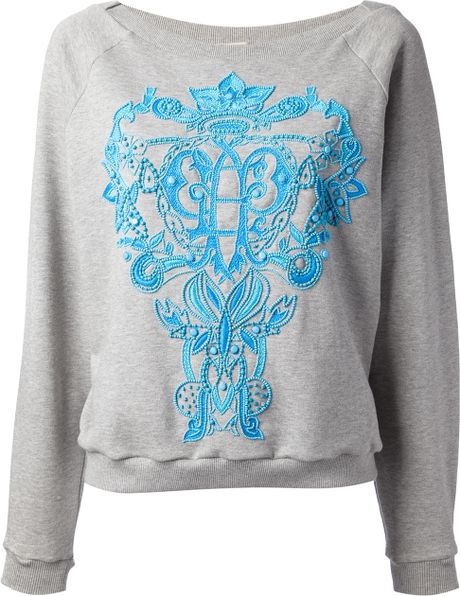 Emilio Pucci Beaded Baroque Sweater in Gray (grey) | Lyst