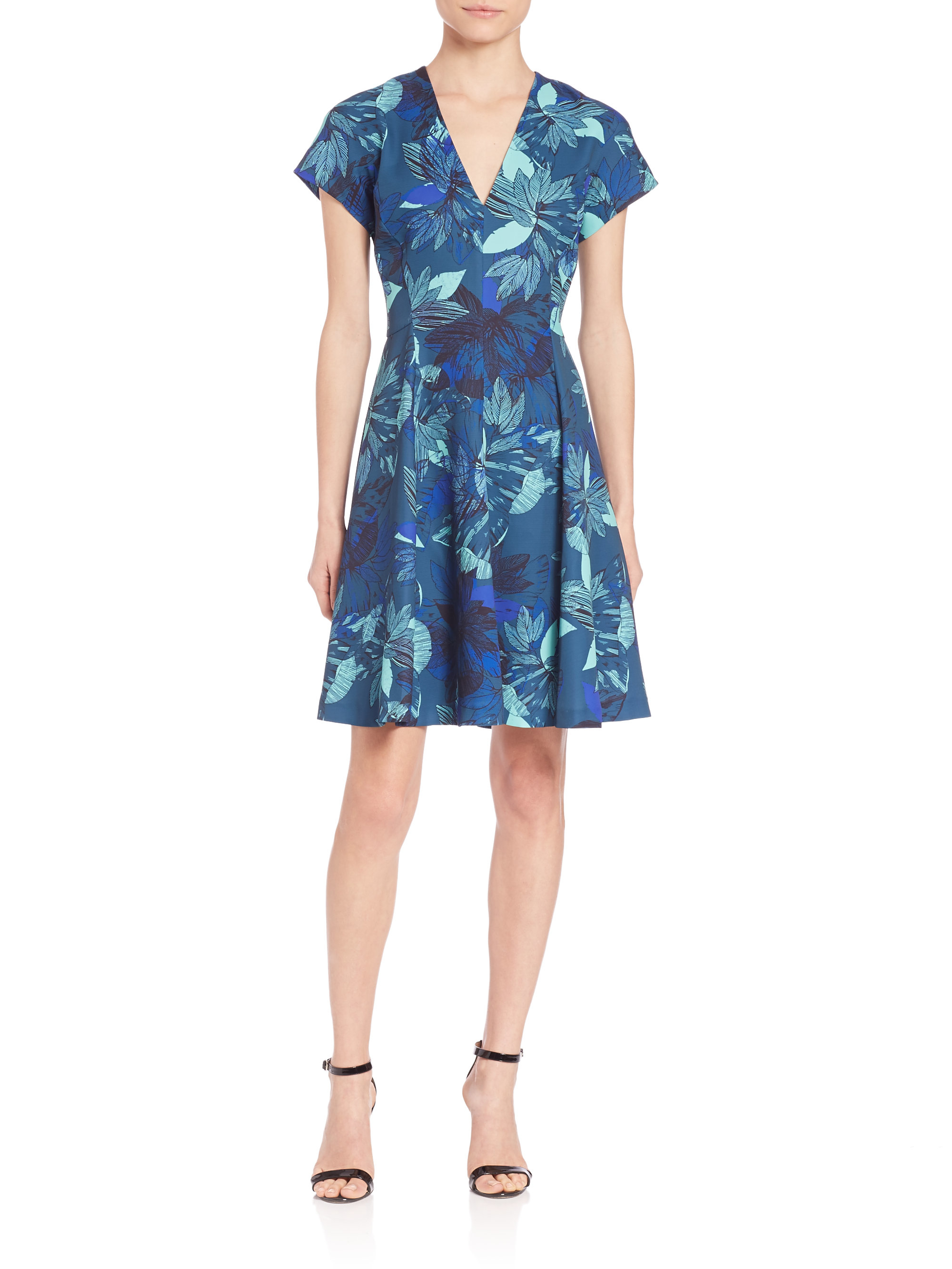 Lyst - Rebecca Taylor Tahitian Floral-print Dress in Blue