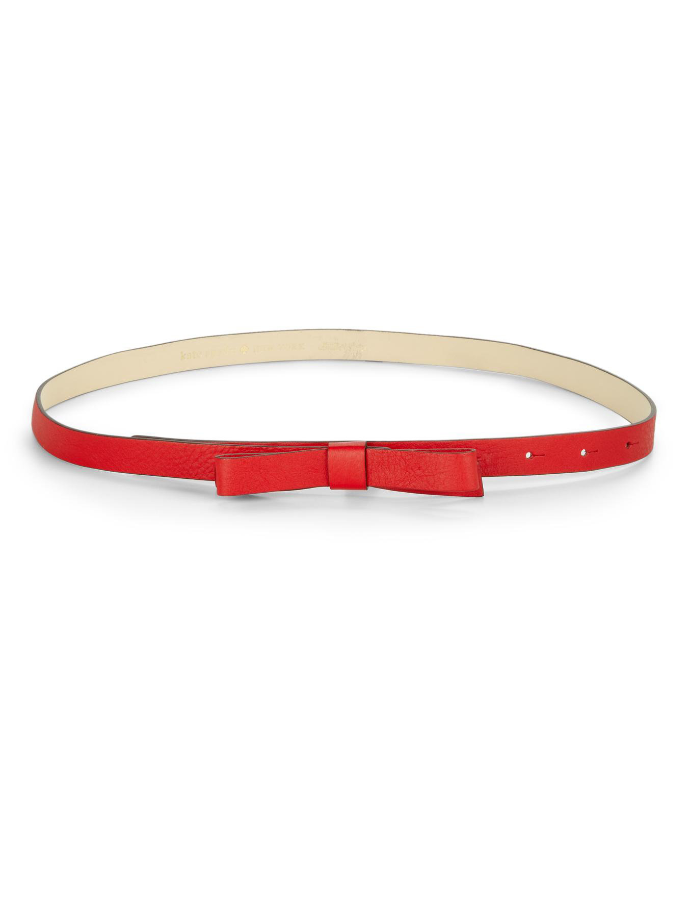 Kate Spade Skinny Leather Bow Belt in Red (GERANIUM) | Lyst