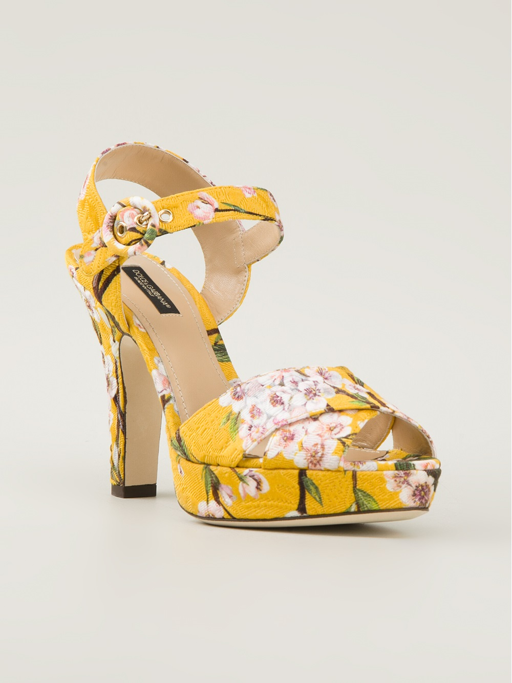 Dolce & Gabbana Floral Print Sandal in Yellow (yellow & orange) | Lyst