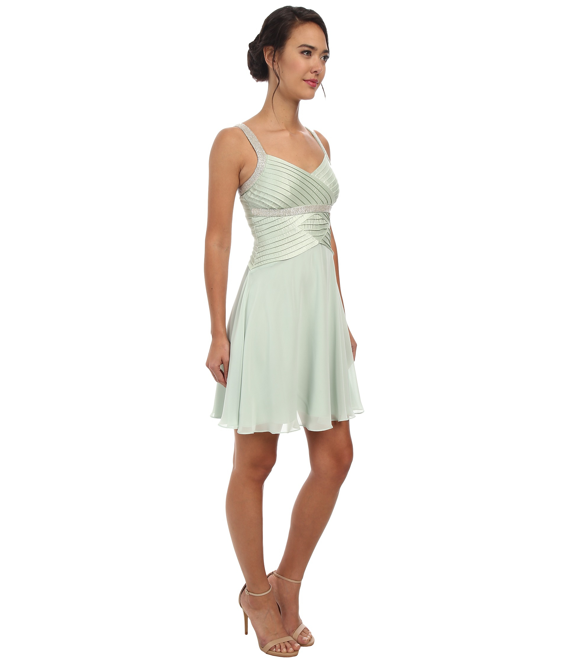 Lyst Calvin Klein D Chiffon Dress With Beaded Strap Cd5b1861 Gallery