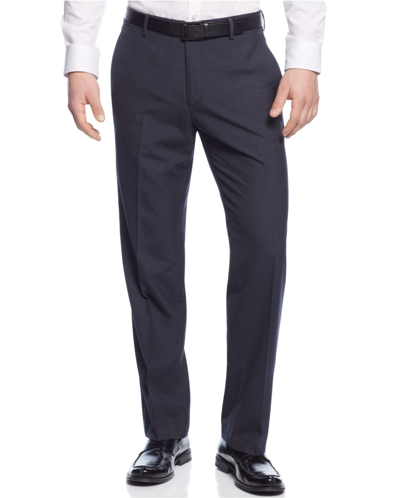 Kenneth Cole Reaction Slim-Fit Micro Striped Pants in Blue for Men ...