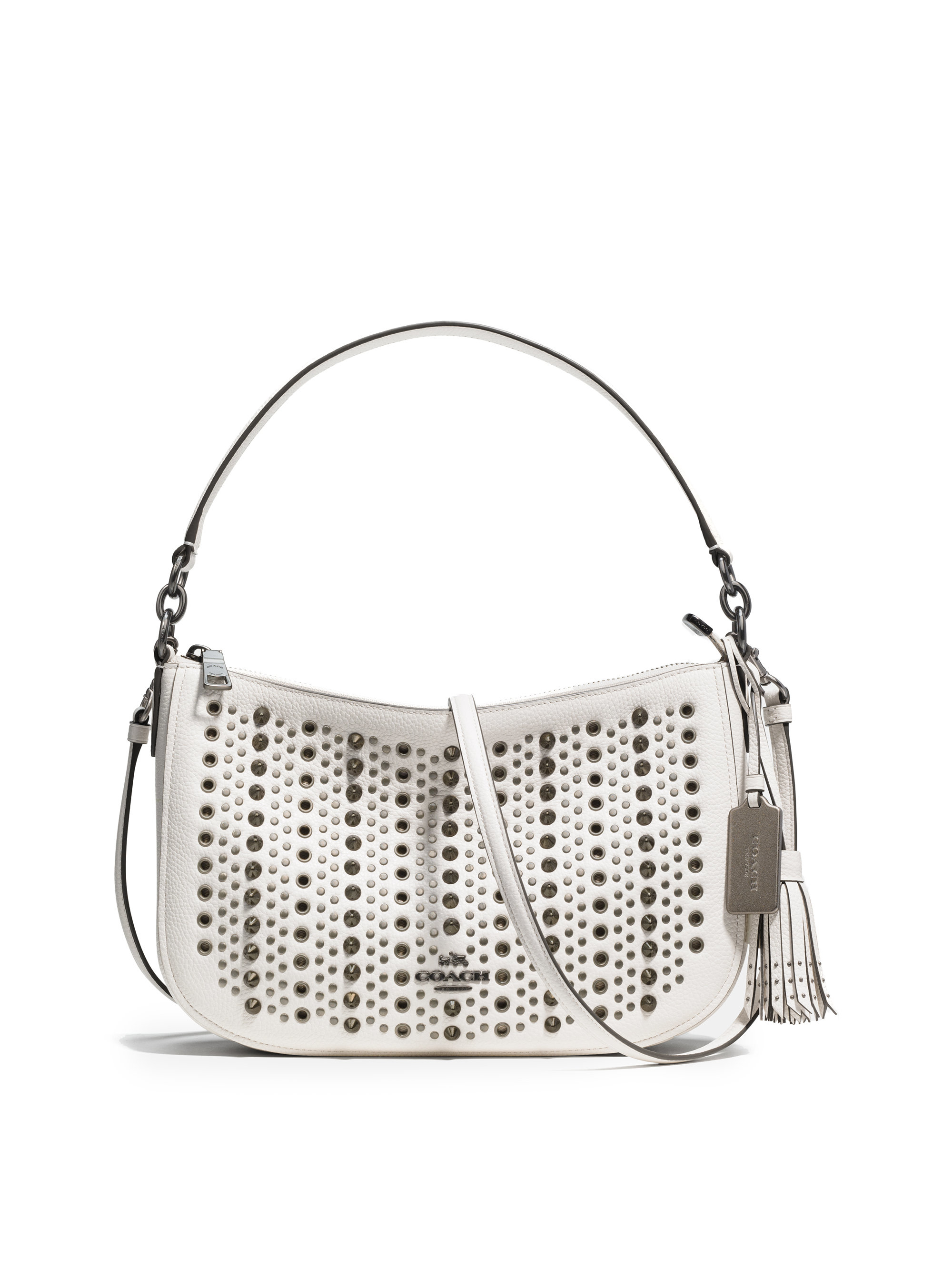 Lyst - Coach Chelsea Allover Studs Leather Crossbody Bag in White