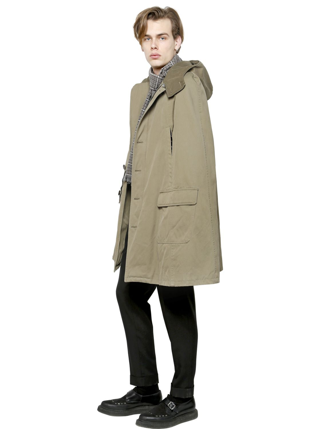 Lyst - Saint Laurent Hooded Cotton Canvas Cape in Natural for Men