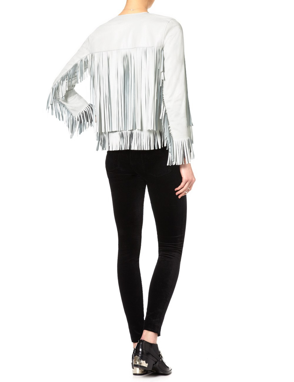 Theperfext White Leather Fringe April Jacket in White Lyst